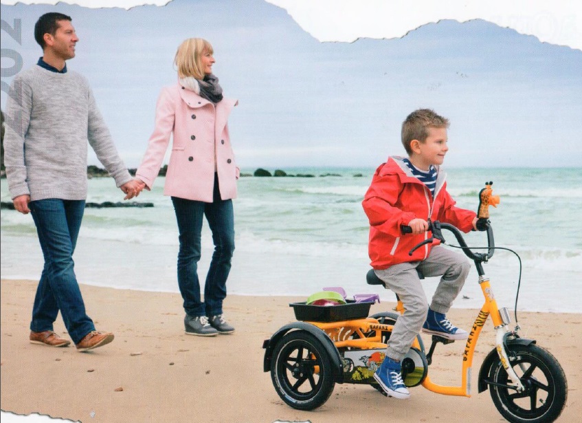 Triciclo eléctrico plegable con cesta delantera y trasera ortopedia moverte