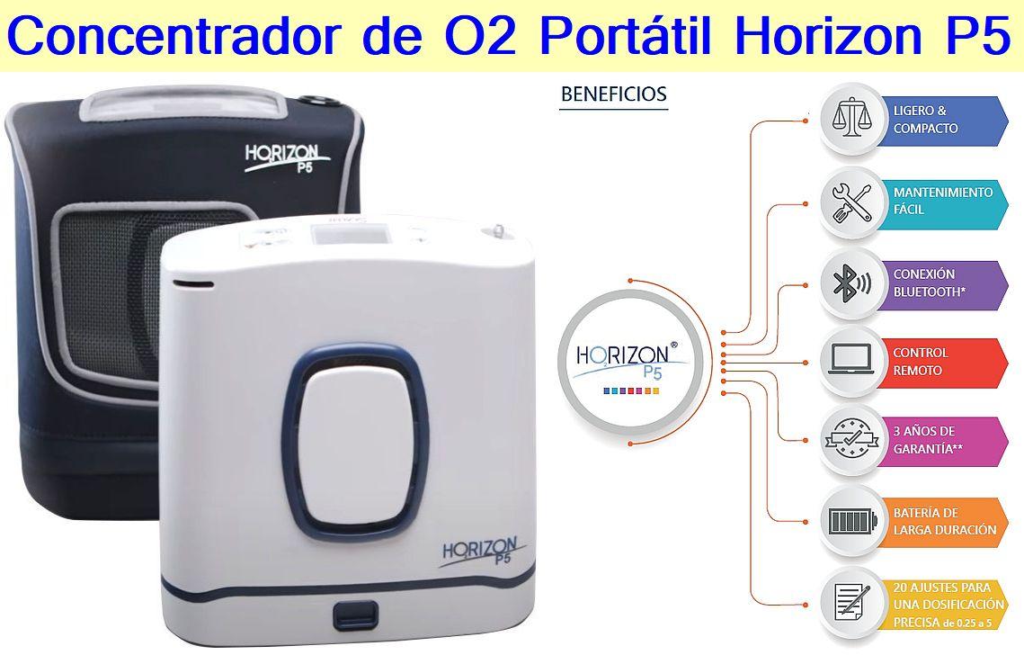 Concentrador de oxígeno portátil Scaleo Horizon P5 con la tecnología más avanzada, disponible en Ortopedia Plantia de Donostia - San Sebastián